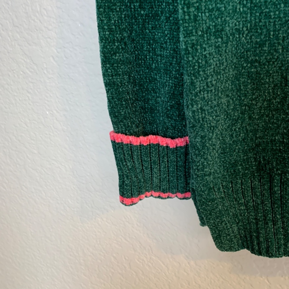 Belle by Kim Gravel Tippity Topsy Green Pink Chenille Cardigan XXS Sweater NWOT - Picture 9 of 15